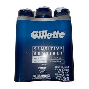 NWT Gillette Island Breeze Shaving Gel (3 Pack) - 6 OZ Each / 18 OZ (3)